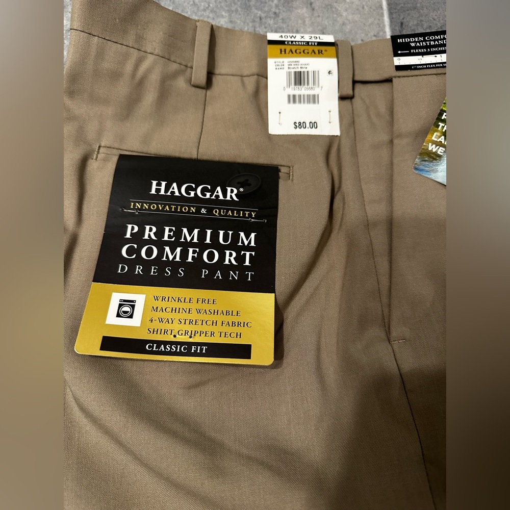 Haggar Khaki Chinos Classic Straight-Leg Dress Pant - Picture 2 of 9